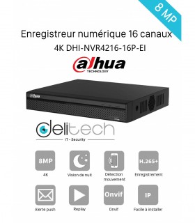 NVR DAHUA Enregistreur 16 voies IP 4K DHI-NVR4216-16P-EI