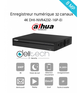 NVR DAHUA Enregistreur 32 voies IP 4K DHI-NVR4232-16P-EI