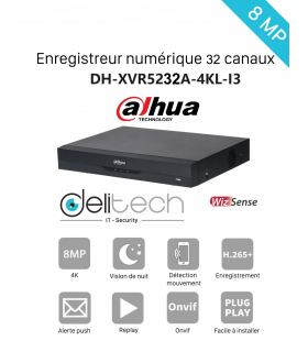 XVR DAHUA ENREGISTREUR 32 VOIES 4K WizSense DH-XVR5232A-4KL-I3